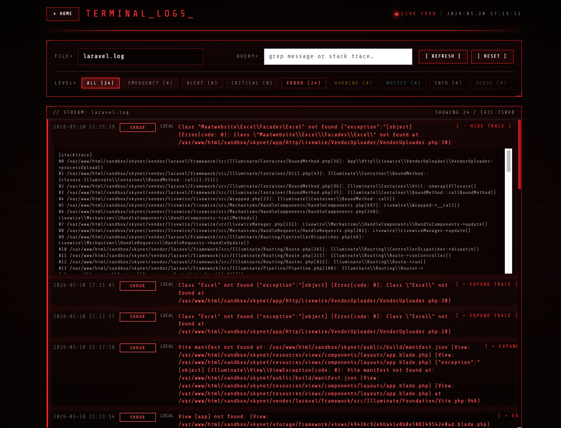 SkyNet - Terminal Logs