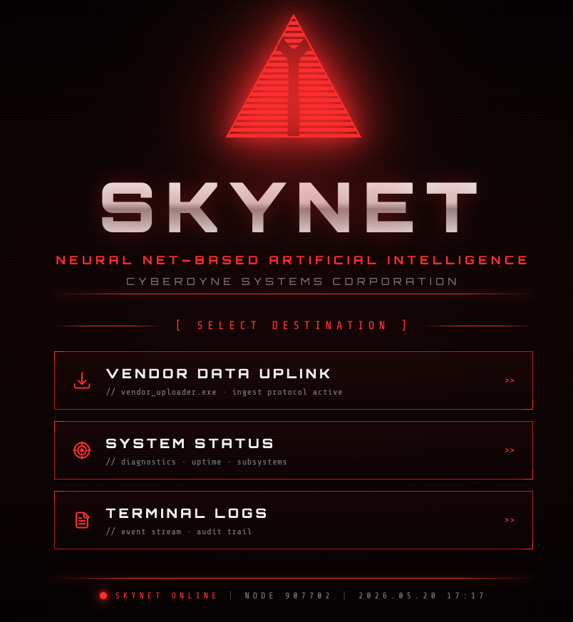 SkyNet - Welcome Screen