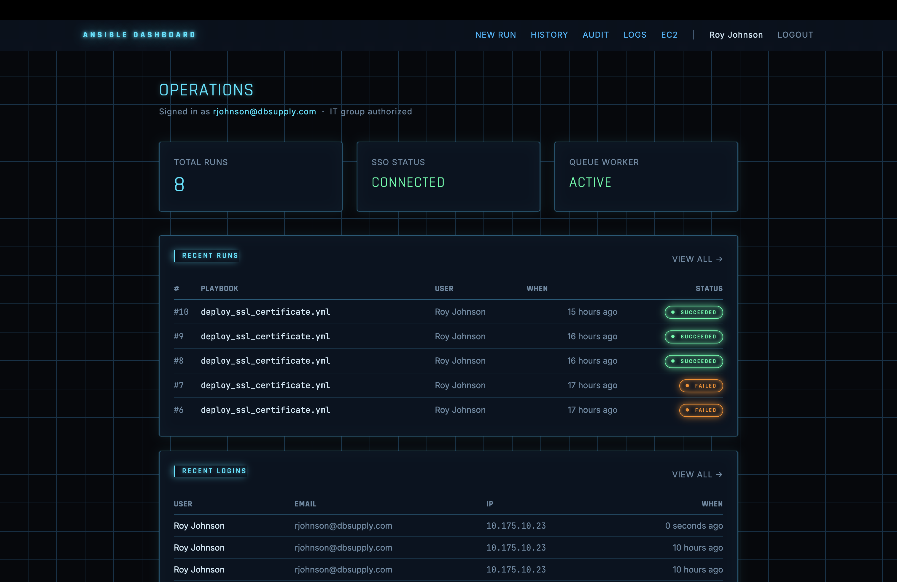 Ansible Dashboard - Operations